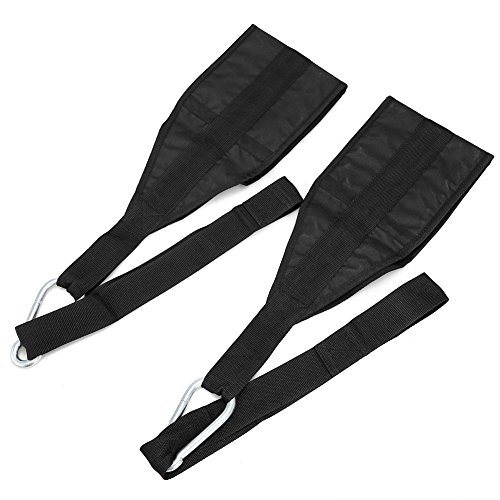 Pellor Indoor Gym Hanging Weightlifting Ab Straps Sports Fitness Leg Lift Exercises Sling Abdominal Straps with D-Rings Lock (Black, Strap length (without lock): 50cm)