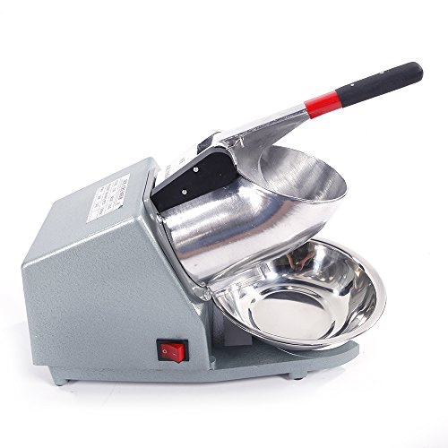 Olymstore Portable Electric Ice Shaver, Commercial Industrial Quality Crushed Ice Maker Stainless Steel Blade Snow Cone Maker Shaving Crusher Machine, 65 kg Per Hour - Single Blade Silver