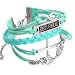 JOVIVI® Charm Owl Cross Best Friend Infinity Leather Multilayer Bracelet-- Light Blue
