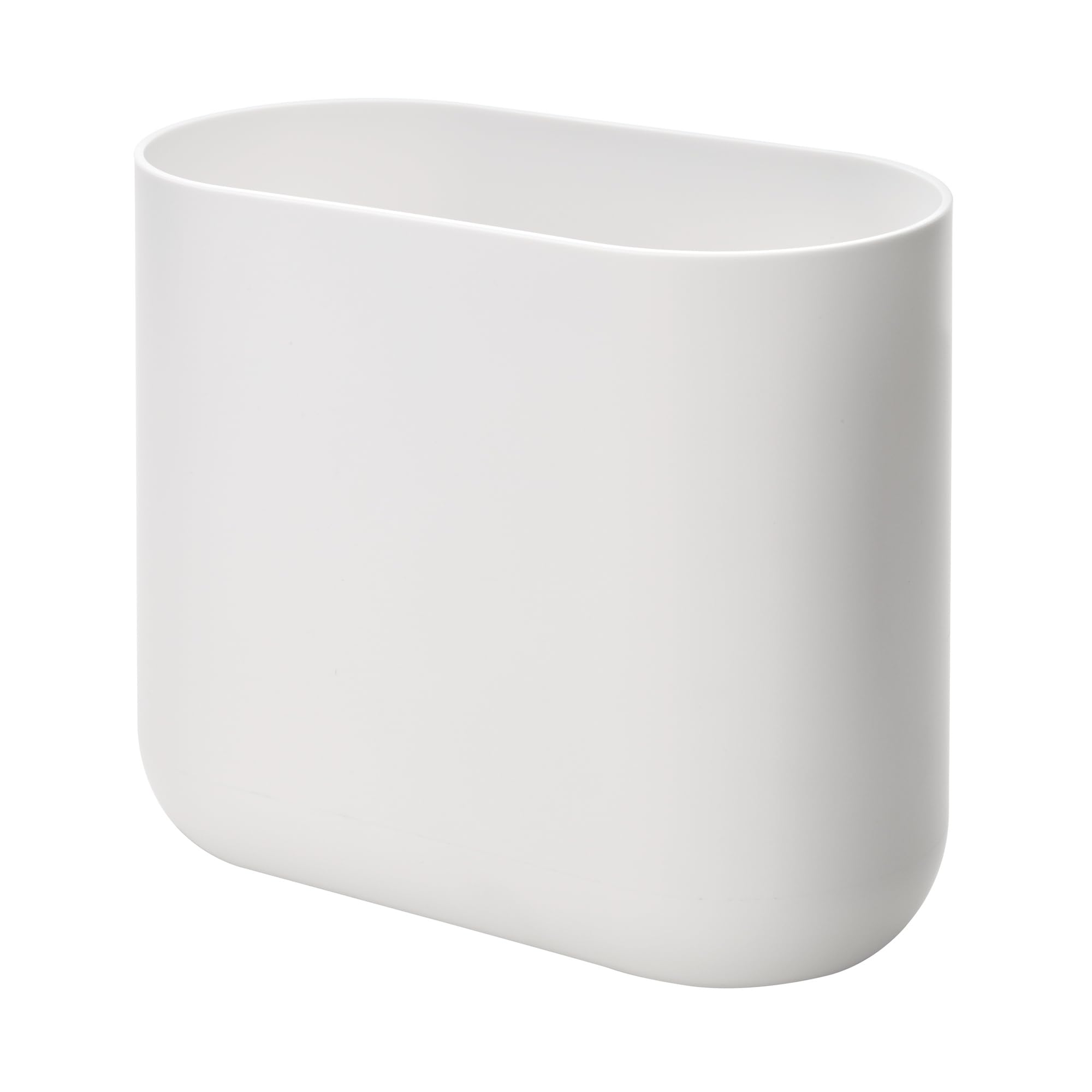 Photo 1 of iDesign Slim Oval Plastic Waste Basket The Cade Collection, 10.56” x 5.5” x 9.77”, White