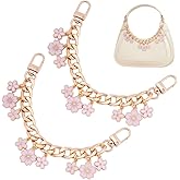 UNICRAFTALE 2Pcs Purse Chain Strap Replacement 7.87 Inch Gold Short Chain Straps Enamel Flower Charm Purse Handle Extender Decorative Bag Chains for Purse Handbag Wallet Shoulder Bag