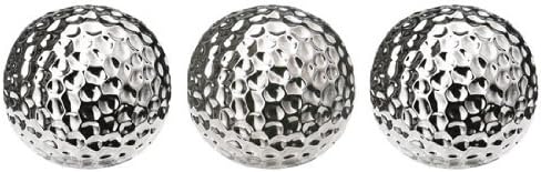 Set Of 3 Silver Decorative Balls 
