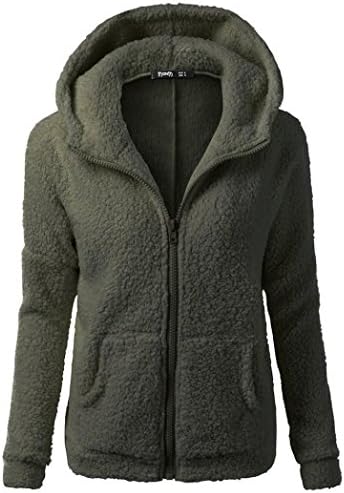 Vanvler Women Jacket Ladies Winter Hooded Sweater Coat Zipper Warm Wool Coat Outwear Plus Size