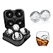 HIPPIH Ice Cube Trays, Food-Grade Silicone Sphere Whiskey Round Ball Maker with Lids Ice Cube Molds for Cocktails & Bourbon - Reusable & BPA Free (Black)