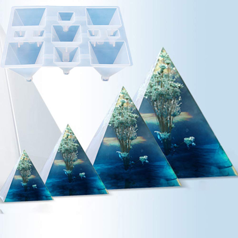 Carjourney Pyramid Silicone Resin Mould, Pyramid & Conical Shape DIY Resin Epoxy Casting Jewelry Mold, Handcraft Ornament Tool