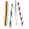 Esembly Reusable Silicone Straws - Easy-Open & Clean Design | BPA-Free | Hot & Cold Drink Compatible | 4-Pack Sustainable Straws - Straws Only