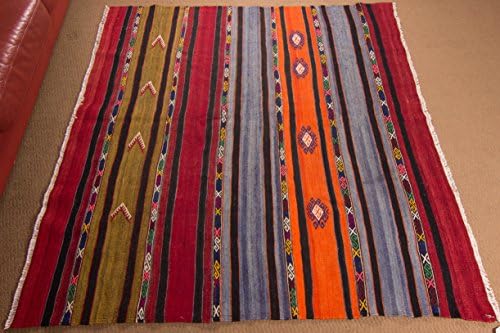 Vintage Kilim Rug - Turkish oriental area and runner rugs, handmade, hand woven (5.2 x 5.5)