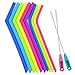 Tomnk Reusable Silicone Drinking rubber Straws, Extra Long Flexible Straws with Cleaning Brushes - for 20 30 oz Tumblers RTIC/Yeti - 12Pieces - BPA Free