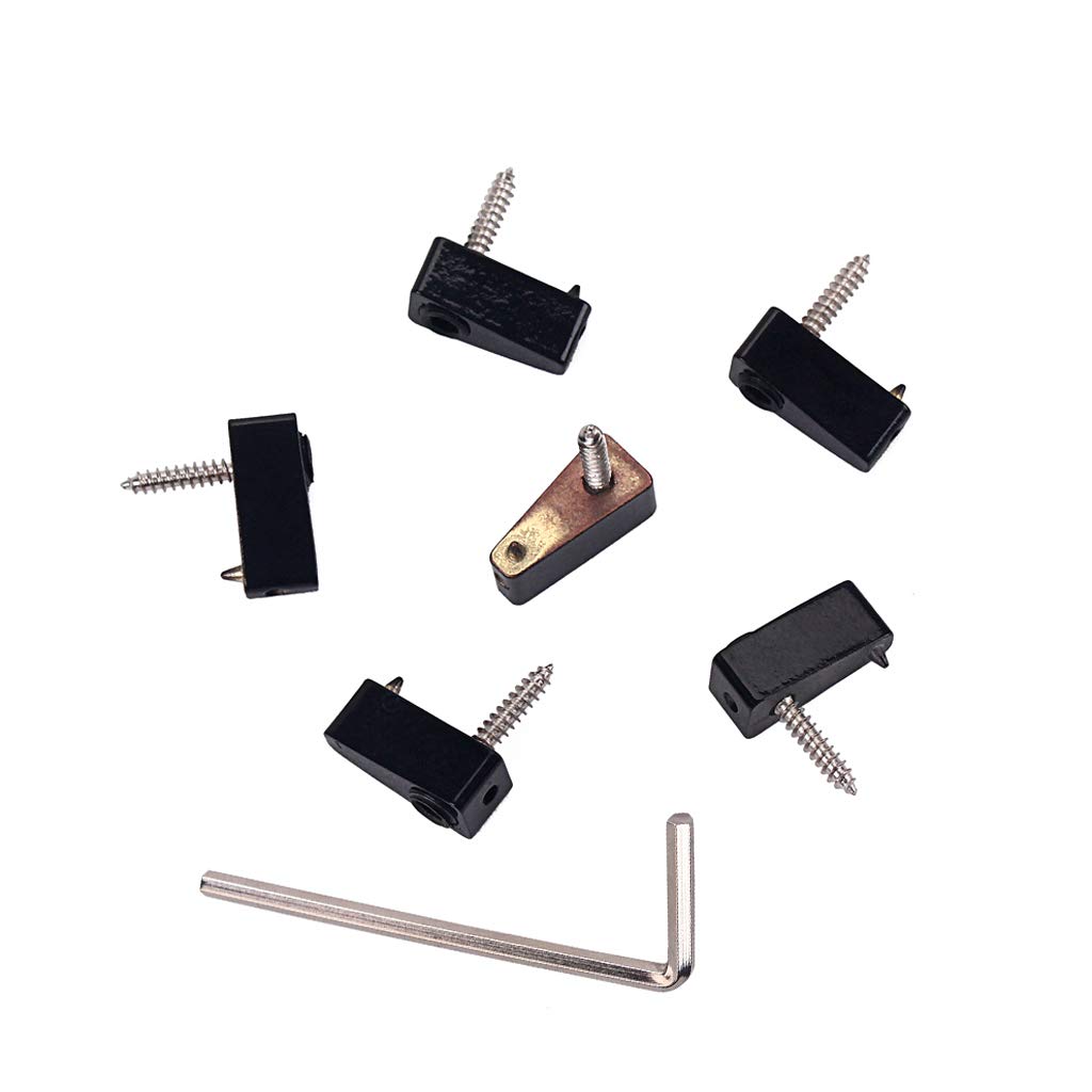 Alnicov Electric Bass Guitar Headless String Nut Set，with 1 Wrench 6 Screw Guitar Parts Black