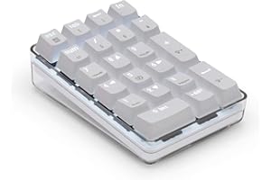 MQUPIN Mechanical Number Pad, Wired 21 Keys Mini Numeric Keypad Number Pad with White Backlit 21-Key Numpad for Laptop Deskto