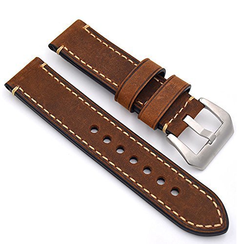 Watch Bands Leather Watch Strap Fashion Men Watch Belt 20mm 22mm 24mm Watch Band Watch Accessories For Traditional Watch Sports Watch Mens Watch or Smart Watch Father Lover's Birthday Gift 22mm Brown