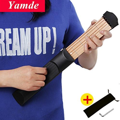 Yafeco Wooden Pocket Guitar, 6 Fret Portable Guitar Practice Tool Gadget For Beginner Chord Trainer, Chord Fingering Pratice Tool