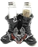 Born To Ride Black Biker Boots Skull Eagle Salt