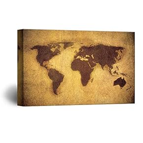 Canvas Wall Art World Map Canvas Prints Home Artwork Decoration for Living Room,Bedroom - 12x18 inches