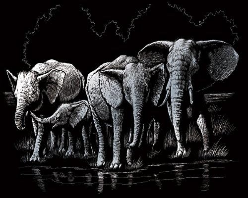 Royal Brush Silver Foil Engraving Art Kit 8"X10"-Elephant Herd