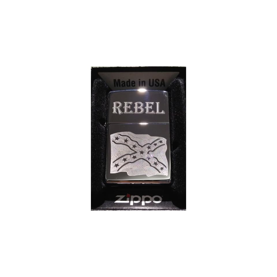 Zippo Custom Lighter Rebel Confederate Flag Dixie RED Neck Logo High on