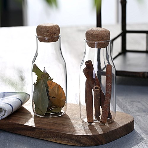 bouti1583 Drip-Free Glass Milk Tea Bottle with Cork Water Pitcher Nuts Seeds Herbs Storage with Stopper Lid