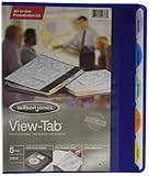 Wilson Jones View-Tab Round Ring Presentation Binder, 0.625 Inch Capacity, 5 Tab Style, Letter Size, Blue (W55366)
