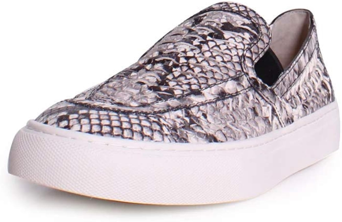 Tory Burch Huarache Leather Snake Embossed Slip On Sneakers in Roccia Natural Beige Size: 5.5 UK 