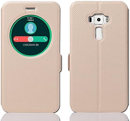 Asus Zenfone 3 Laser Ze552kl Case 5.5 inch , JMPin [View Window] Flip Case Cover with Kickstand [Magnetic Closure] for Zenfone 3 Ze552kl (Asus Zenfone 3 Ze552kl (5.5 inch) gold)