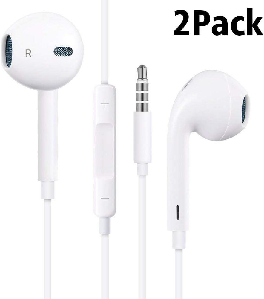 Earbuds/Earphones/Headphones, （2Pack） Premium in-Ear Wired Earphones with Remote & Mic Compatible iPhone 6s/plus/6/5s/se/5c/Samsung/MP3-05