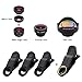 iPhone Lens,180° Fisheye Lens+15X Macro Lens+0.65X 100°Wide Angle Lens+3X Telephoto Phone Camera Lens Kit with Clips for iPhone 7/6/6 Plus/6S/6S/6s Plus Samsung S6/S7 Edge