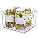 mDesign Plastic Deep Organizer Bin with Handles for Kitchen, Cabinet, Pantry Shelf, Refrigerator, Freezer - Storage Container Organizing Bins for Fruits and Vegetables, Ligne Collection, 4 Pack, Clear
