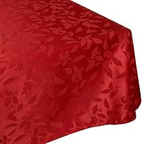 Lenox Holly Damask Tablecloth, 60 by 84-Inch Oblong/Rectangle, Red