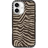 CASETiFY Compact iPhone 16 Case [Slim and Sleek/Compatible with Magsafe / 4 ft. 2X Military Grade Drop Protection] - Zebra-Brown - Clear Black