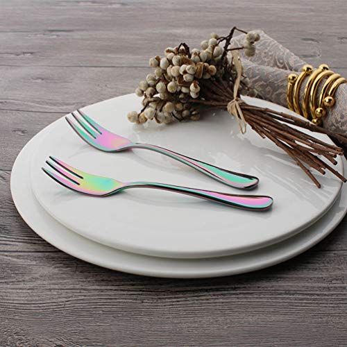 image for OMGard Rainbow Cake Fork Set 6 Piece Flatware Forks Only 18/10 Stainle