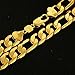 24k Yellow Gold Filled Figaro Chain Men's Necklace+Bracelet Jewelry Set GF Jewelry 12mm Width(24