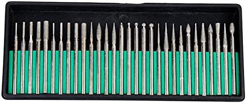 Lukcase 30 pcs Assorted Diamond Burrs Bur Bit Set W/ 1/8'' Shank for Dremel Rotary Tools