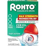 Rohto Cool Max Maximum Redness Relief Cooling Eye Drops, 0.4 Fl Oz (Pack of 3)