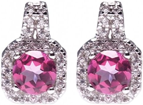 SheColour 1.2 Ct Round 6mm Natural Pink Topaz 925 Steerling Silver Stud Earrings