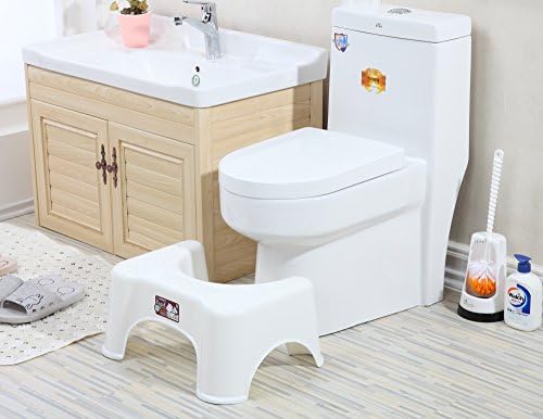 Toilet Stool for Bathroom - Space Save Durable Non-Slip Lavatory Potty Stool for Elderly Kids Pregnant Women Height 8.5 Inch White