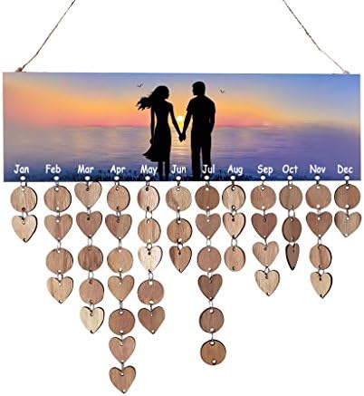 Family Birthday Board - Creative DIY Wood Reminder Board - Calendar Sign Plaque -The perfect gift - Birthday/Newlywed/Valentine's Day/Anniversary(D)