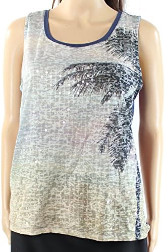 Dantelle Navy Womens Small Printed Sequined Tank Top Blue S