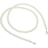 PATIKIL Imitation Pearl Bead Purse Chain Strap 39", Pearl Bag Chain Handbag Clutch Replacement with Lobster Buckle for DIY Handbag Wallet Clutch Crafts Making, Silver