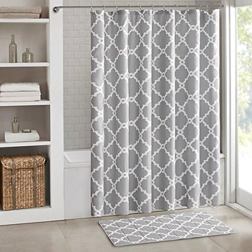 Merritt Reversible Memory Foam Bath Mat , Classic Geometric Pattern Bathroom Rugs , 20X30 inches , Grey