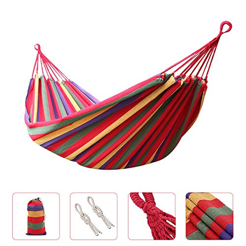 Hippih Outdoor Leisure Canvas Portable Hammocks For Backpacking, Camping, Travel, Beach, Yard.(Colorful)