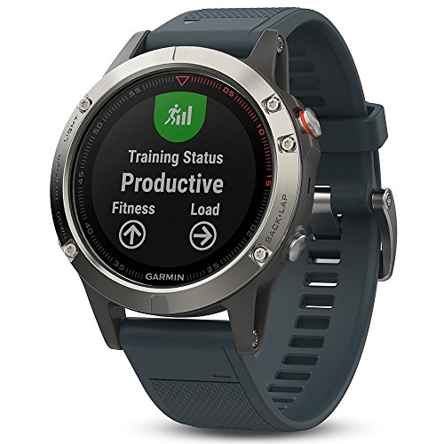 Garmin Fenix 5 - Silver with Granite Blue Band (Renewed)