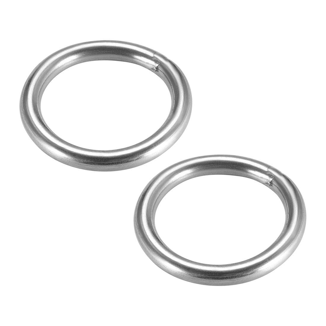 sourcing map 201 Stainless Steel O Ring 40mm(1.57") Outer Diameter 5mm Thickness Strapping Welded Round Rings 2pcs