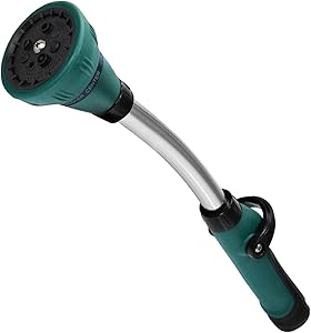 Watering Wand, 15 Inches Garden Hose Nozzle Sprayerwith 8 Adjustable Watering Patterns Rain Wand and Thumb Control Shut Off Valve for Car Washing, Watering Seedling Beds, Flowers, Lawn (Green)