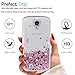 LeYi for Galaxy S4 Case with Tempered Glass Screen Protector [2 Pack] for Girls Women, Cute Bling Shiny Moving Quicksand Liquid Clear TPU Protective Phone Case for Samsung Galaxy S4 ZX Rose Gold