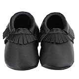 Binmer(TM) Baby Kids Tassel Soft Sole Leather Shoes Infant Boy Girl Toddler Shoes (0~6 Month, Black)