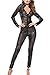 Sorrica Trendy Women's Sexy Catsuit Leather Zip up Clubwear Stripper (One-size, Black)