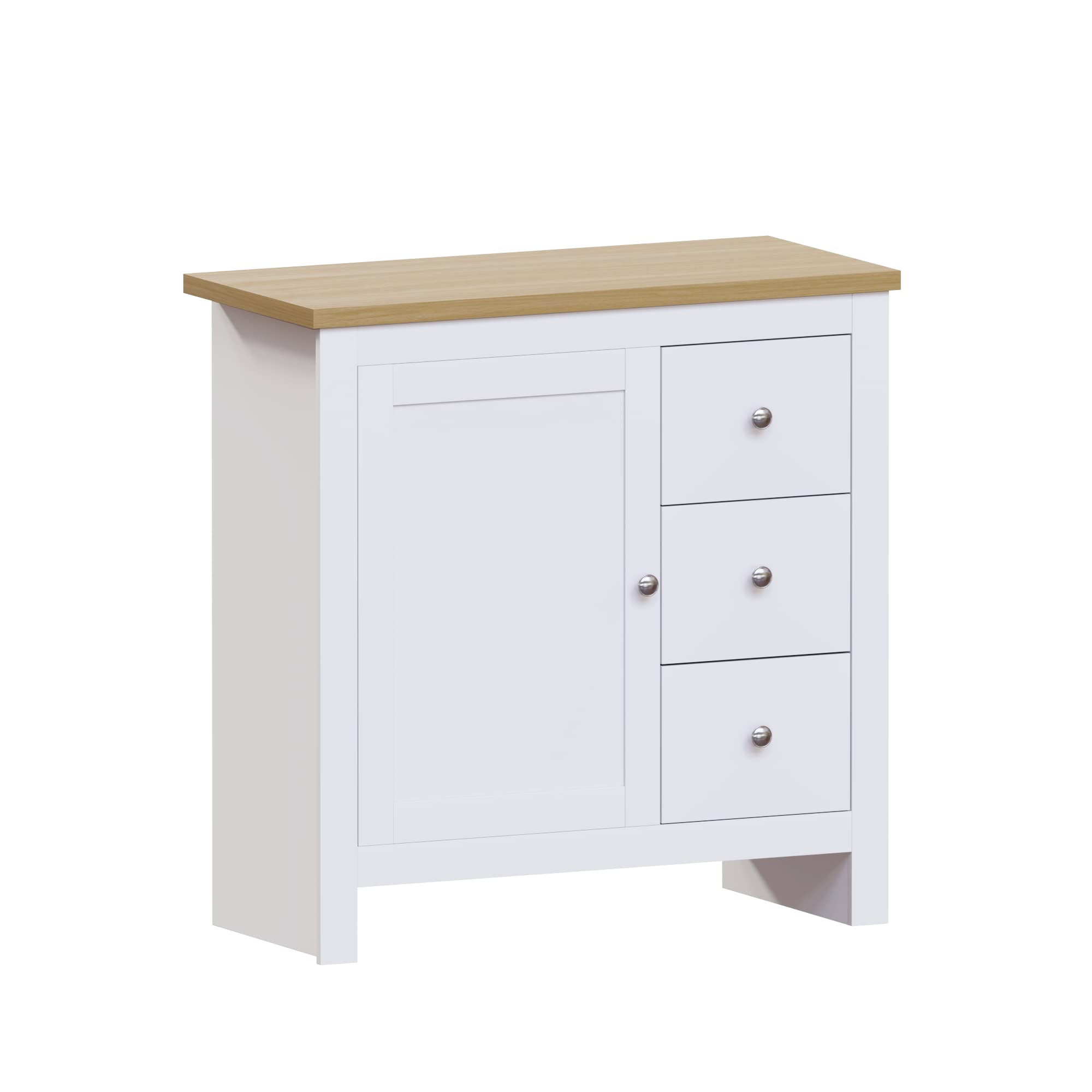 Vida Designs Arlington Sideboard 3 Drawer 1 Door Cabinet Cupboard Storage MDF Furniture White