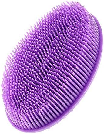 Soft Silicone Massage Brush,Soft Loofah Body Scrubber Scalp Massaging Skin Exfoliation for Daily Use Women Men Newborns Purple