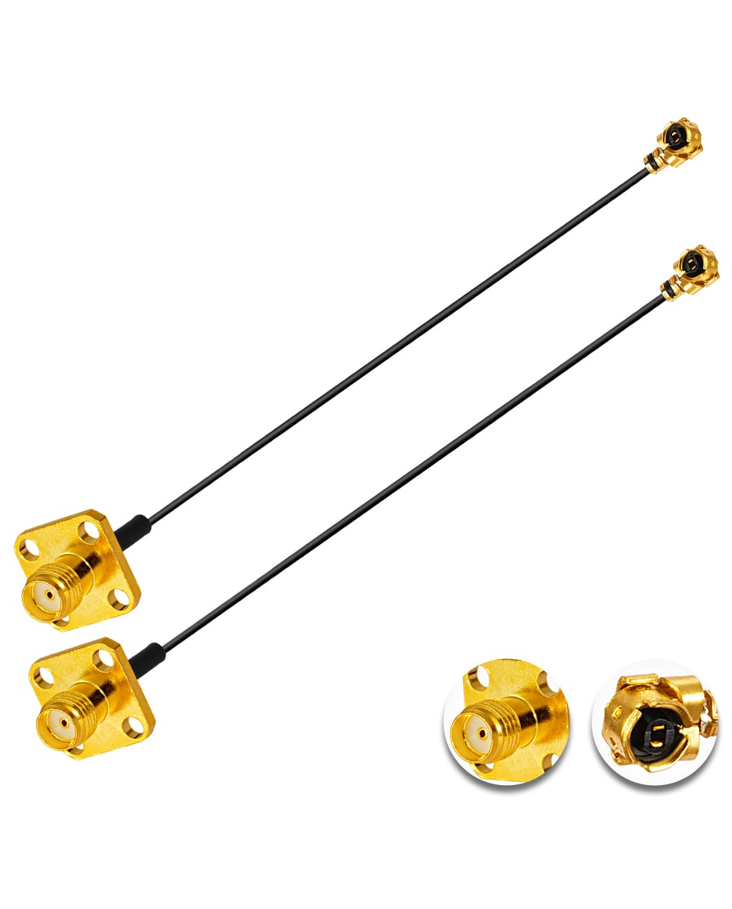 Vecys 2PCS U.F.L1 to SMA Cable U.F.L1 to SMA Female Flange Panel Mount 1.13mm Mini-Coaxial Pigtail Cable 10" /25CM for Wireless Routers Mini PCIE Network Cards PCI Wi-Fi WAN Repeater