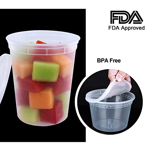 Lasten Plastic Food Storage Containers with Airtight Lids, Restaurant Deli Cups Foodsavers Baby Bento Lunch Slime Box Meal Prep Containers, 48 Packs - Thumbnail 3